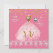 エレガントなピンクとゴールドのキンセアニェラ 招待状 (裏面)