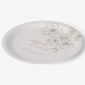 エレガントなピンクとゴールドのブライダルランチ ブライダルシャワー ペーパープレート (アングル)