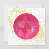 エレガントなピンクとゴールドの水彩抽象アート サンキューカード (正面)