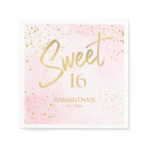 エレガントなピンクとゴールドの紙吹雪 Sweet 16