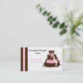 エレガントなピンクとチョコレートのケーキ 名刺 (スタンド正面)