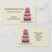 エレガントなピンクとチョコレートのケーキ 名刺 (正面/裏面)