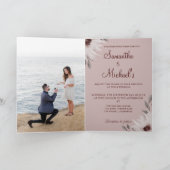 エレガントなピンクとバーガンディの水彩花 招待状 (内部)