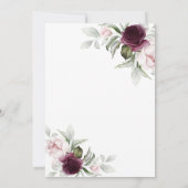 エレガントなピンクとバーガンディの花のブライダルシャワー 招待状 (裏面)
