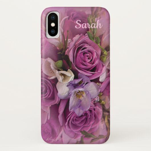 エレガントなピンクとパープルのバラの花束 Case-Mate iPhoneケース (裏面)