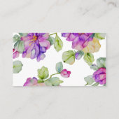 エレガントなピンクとパープルの水彩花のウェディング エンクロージャーカード (裏面)