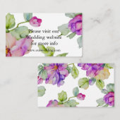 エレガントなピンクとパープルの水彩花のウェディング エンクロージャーカード (正面/裏面)