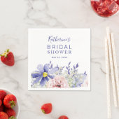 エレガントなピンクとパープルの水彩花柄のウェディングシャワーナップキン スタンダードカクテルナプキン (インサイチュ)