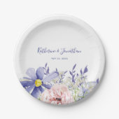 エレガントなピンクとパープルの花の95歳の誕生日パーティー ペーパープレート (正面)