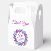 エレガントなピンクとパープルの花輪 65歳の誕生日パーティー フェイバーボックス (オープン)