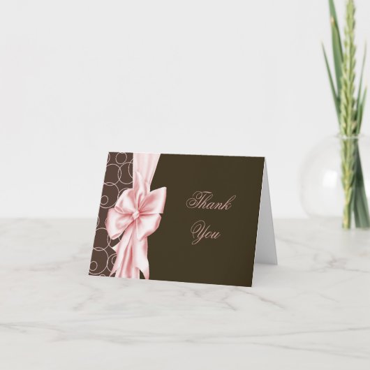 エレガントなピンクとブラウンの感謝カード サンキューカード (正面)