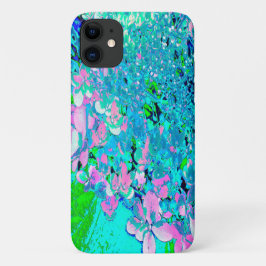 エレガントなピンクとブルーのライムライトアジサイ iPhone 11 ケース