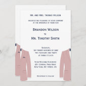 エレガントなピンクとブルーの同性婚 ウェディング招待状 招待状 (正面/裏面)