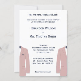 エレガントなピンクとブルーの同性婚 ウェディング招待状 招待状