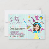 エレガントなピンクとブルーの清掃がキュートなメイド (正面)