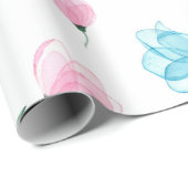 エレガントなピンクとブルーの花柄 ラッピングペーパー (ロールコーナー)