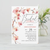 エレガントなピンクとホワイトのランカイの花束の結婚前お披露目パーティー 招待状 (スタンド正面)