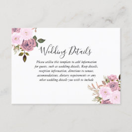 エレガントなピンクとローズゴールドのウェディングレセプションの詳細 エンクロージャーカード