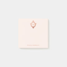 エレガントなピンクとローズゴールドのモノグラム デザイン ヴィンテージ クラシック