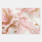 エレガントなピンクとローズゴールドの箔の大理石 ラッピングペーパーシート (正面3)