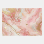 エレガントなピンクとローズゴールドの箔マーブル ラッピングペーパーシート (正面)