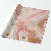 エレガントなピンクとローズゴールドの箔マーブル ラッピングペーパー (アンロールド)