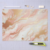 エレガントなピンクとローズゴールドの箔マーブル 薄葉紙 (クラフト)