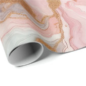 エレガントなピンクとローズゴールドの箔大理石 ラッピングペーパー (ロールコーナー)