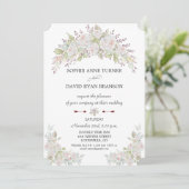 エレガントなピンクと白のバラのバーガンディーウェディング 招待状 (スタンド正面)