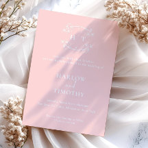 エレガントなピンクと白のモノグラムカリグラフィーウェディング