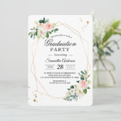 エレガントなピンクと白の水彩花　ゴールドドロップス 招待状 (スタンド正面)