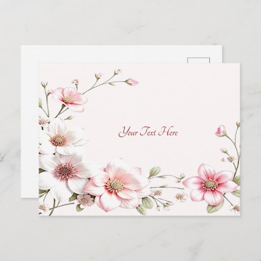 エレガントなピンクと白の花のポストカード ポストカード (正面/裏面)