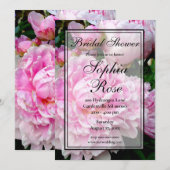 エレガントなピンクと白の花の芍薬 ブライダルシャワー 招待状 (正面/裏面)