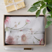 エレガントなピンクと白の花柄ティッシュペーパー 薄葉紙 (ギフト)