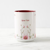 エレガントなピンクと白の花模様のマグカップ マグカップ (中央)