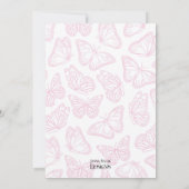 エレガントなピンクと白の蝶のベビーシャワー 招待状 (裏面)