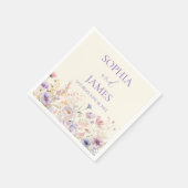 エレガントなピンクと紫の野の花の草原の結婚式 スタンダードカクテルナプキン (角)