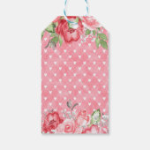 エレガントなピンクと赤いバラをピンクの背景にハートとともに ギフトタグ (裏面)