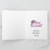 エレガントなピンクと赤のディワリーライト キャンドルライト カード (内部)