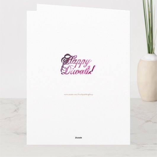 エレガントなピンクと赤のディワリーライト キャンドルライト カード (裏面)