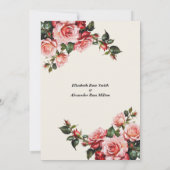 エレガントなピンクと赤のバラのウェディング リハーサル ディナー 招待状 (裏面)