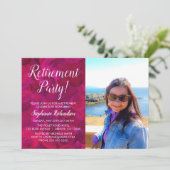 エレガントなピンクと赤のバラの写真 引退 招待状 (スタンド正面)