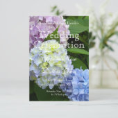 エレガントなピンクと青と紫のハイドランジアのウェディング 招待状 (スタンド正面)