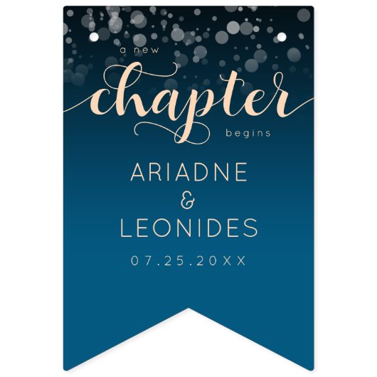 エレガントなピンクと青の結婚式　新しい章 バンティングフラッグ (第1の旗)