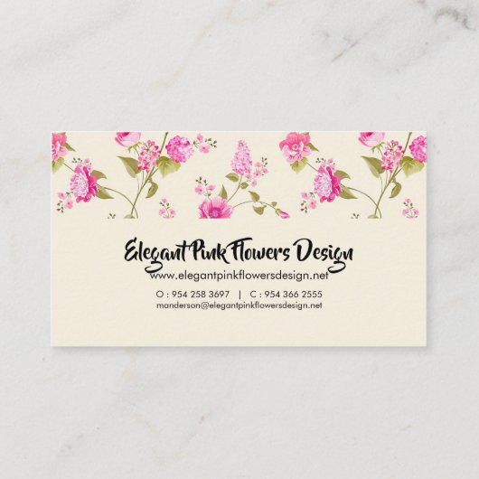 エレガントなピンクによっては名刺が開花します 名刺 (裏面)