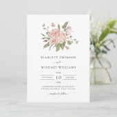 エレガントなピンクのくすんだバラの結婚式 招待状 (スタンド正面)