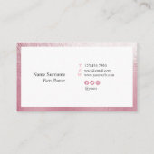 エレガントなピンクのこんにちはイベントプランナーの名刺 名刺 (裏面)