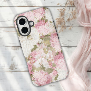 エレガントなピンクのアジサイ 水彩画 iPhone 16ケース