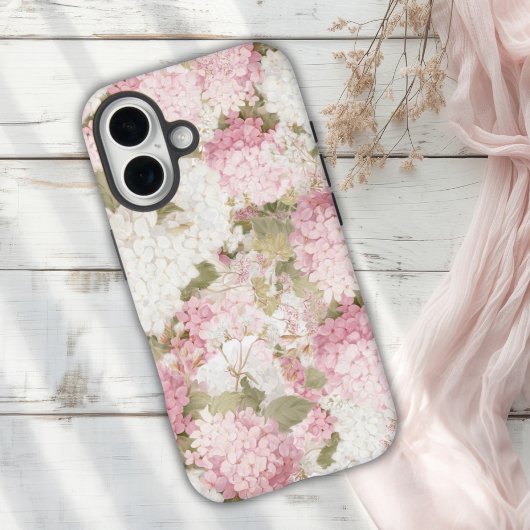 エレガントなピンクのアジサイ 水彩画 Case-Mate iPhoneケース