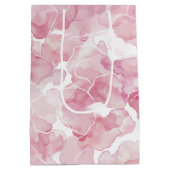 エレガントなピンクのアブストラクト ブライズシャワー ミディアムペーパーバッグ (裏面)